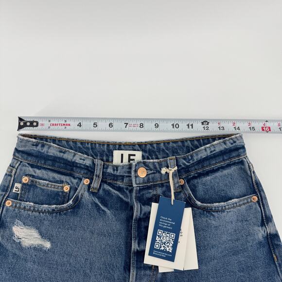 Lovers + Friends Ryan High Rise Straight Jeans Womens 28 NWT Distressed Med Wash - Picture 7 of 12